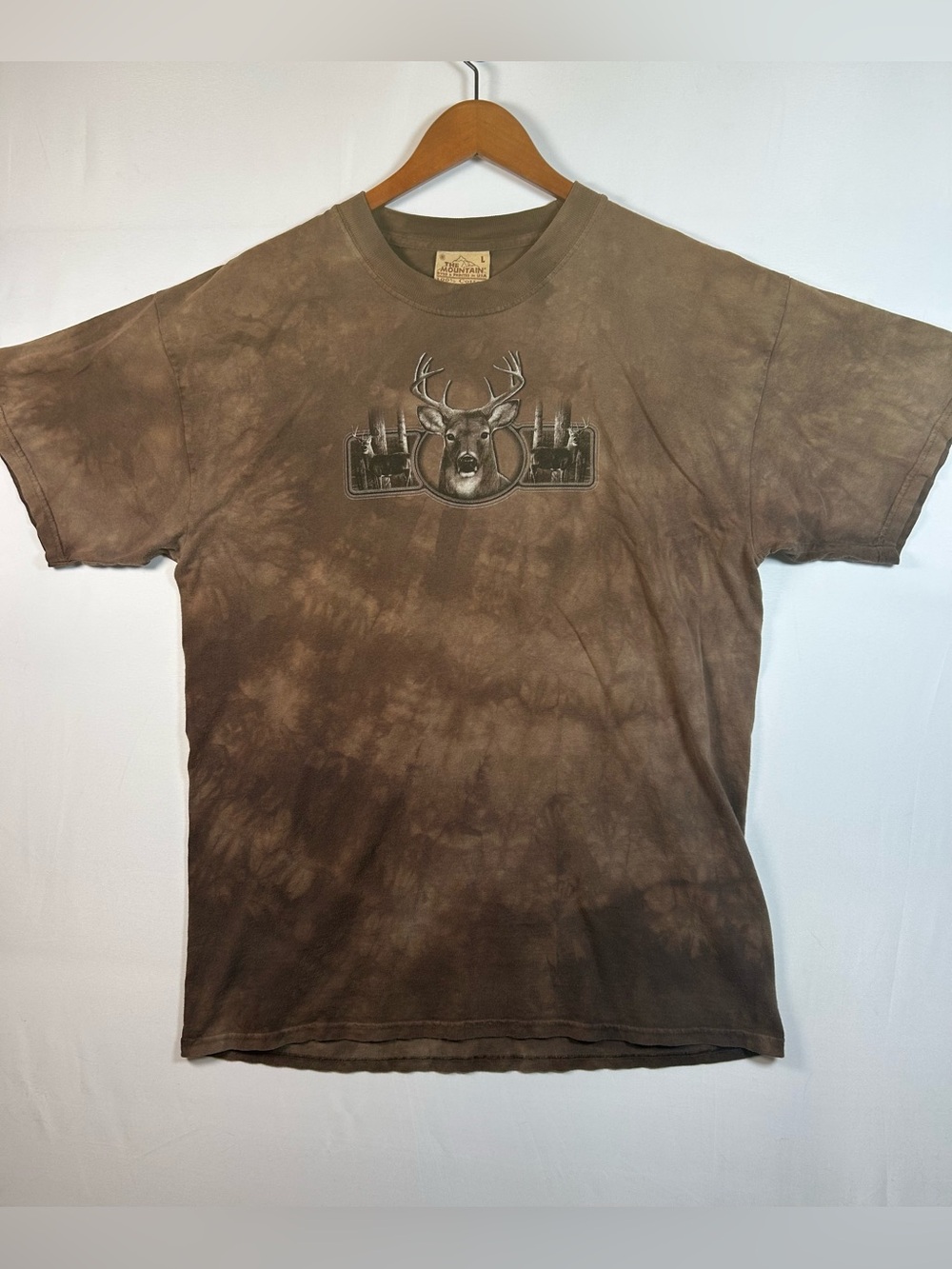The Mountain Birchwood Buck Deer Nature Graphic Tie Dye T-Shirt Mens Large L